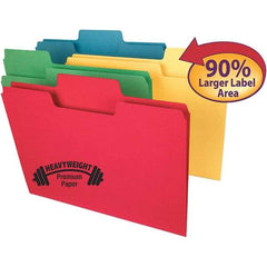 SMEAD - 11-5/8 x 9-1/2", Letter Size, Assorted Colors, File Folders with Top Tab - 14 Point Stock, Assorted Tab Cut Location - All Tool & Supply