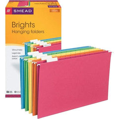 SMEAD - 14-5/8 x 9-1/2", Legal, Assorted Colors, Hanging File Folder - 11 Point Stock, 1/5 Tab Cut Location - All Tool & Supply