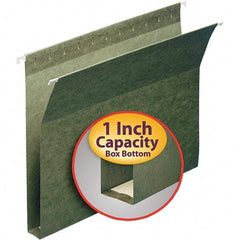 SMEAD - 12-1/4 x 9-1/2", Letter Size, Standard Green, Hanging File Folders with Box Bottom - 11 Point Stock - All Tool & Supply