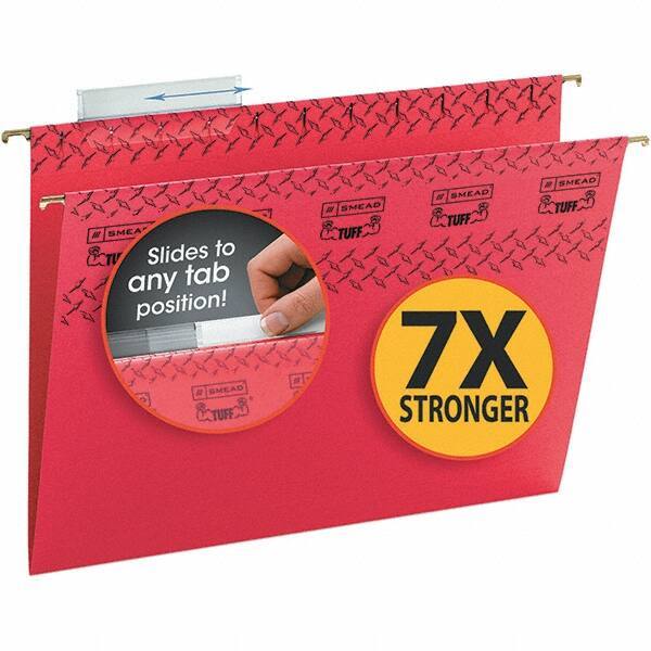 SMEAD - 12-1/4 x 9-1/2", Letter Size, Red, Hanging File Folder - 11 Point Stock, 1/3 Tab Cut Location - All Tool & Supply