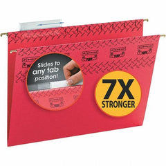 SMEAD - 12-1/4 x 9-1/2", Letter Size, Red, Hanging File Folder - 11 Point Stock, 1/3 Tab Cut Location - All Tool & Supply