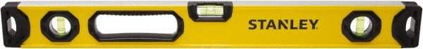 Stanley - 24" Long 3 Vial Box Beam Level - Aluminum, Yellow, 1 Level & 2 Plumb Vials - All Tool & Supply