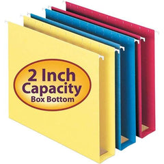 SMEAD - 12-1/4 x 9-1/2", Letter Size, Assorted Colors, Hanging File Folders with Box Bottom - 11 Point Stock, 1/5 Tab Cut Location - All Tool & Supply