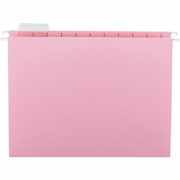 SMEAD - 12-1/4 x 9-1/2", Letter Size, Pink, Hanging File Folder - 11 Point Stock, 1/5 Tab Cut Location - All Tool & Supply