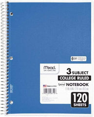 Mead - 120 Sheet, 8-1/2 x 11", College Ruled Spiral Bound Notebook - Assorted Colors - All Tool & Supply