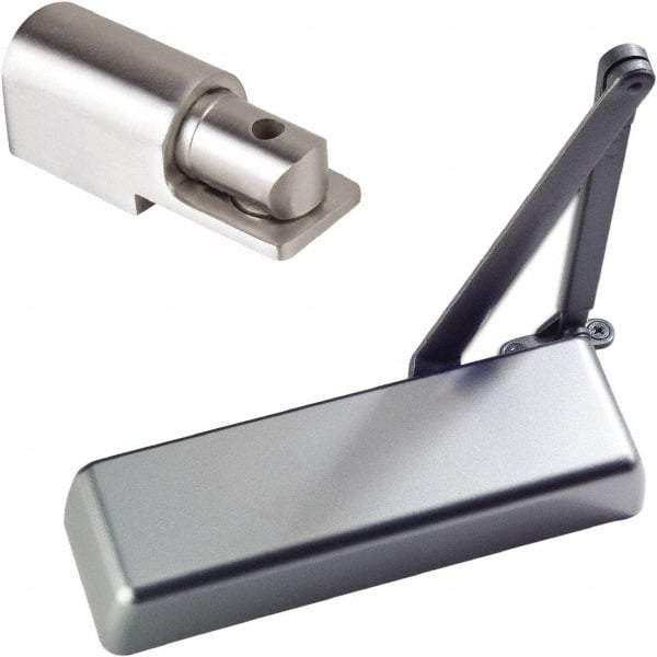 Ability One - 12" Closer Body Length, Institutional Grade 1 Door Closer Manual Damper - Aluminum Finish, Non-Handed - All Tool & Supply