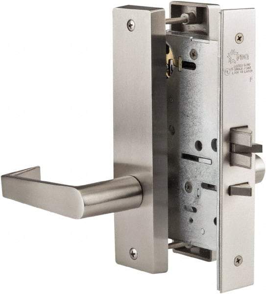 Ability One - Grade 1 Classroom Lever Lockset - 2-3/4" Back Set, Zinc, Satin Stainless Steel Finish - All Tool & Supply