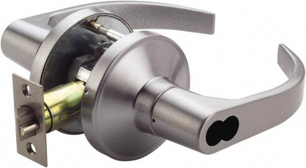 Ability One - Grade 1 Entry Lever Lockset - 2-3/4" Back Set, Zinc, Satin Chrome Finish - All Tool & Supply