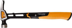 Fiskars - 16 oz Head, Straight Nail Hammer - 13-1/2" OAL, Forged Steel Head, 1-3/16" Face Diam, Smooth Face - All Tool & Supply