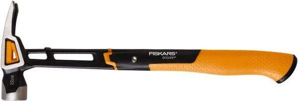 Fiskars - 22 oz Head, Straight Framing Hammer - 16" OAL, Forged Steel Head, 1-5/16" Face Diam, Milled Face - All Tool & Supply