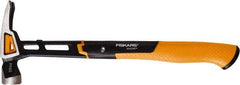 Fiskars - 20 oz Head, Straight Nail Hammer - 15-1/2" OAL, Forged Steel Head, 1-1/4" Face Diam, Smooth Face - All Tool & Supply