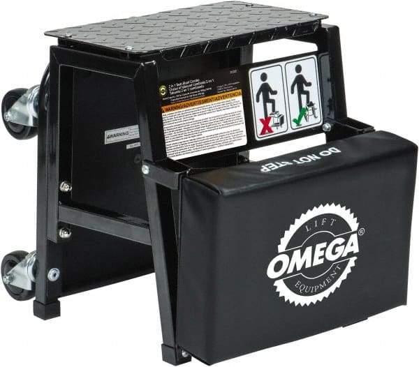 Omega Lift Equipment - 350 Lb Capacity, 4 Wheel Creeper Seat - Alloy Steel, 15-3/4" Long x 17.72" Overall Height x 7" Wide - All Tool & Supply