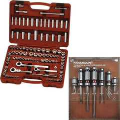 Paramount - 110 Piece 1/4" & 3/8" Drive Deep Well Socket Set - 6, 8, 12 Points, 5/32" to 13/16" (4mm to 19mm) Range, Inch/Metric Measurement Standard - All Tool & Supply