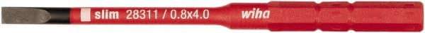 Wiha - 4mm Drive, Slotted Screwdriver Bit - 75mm OAL - All Tool & Supply