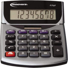 innovera - 8-Digit LCD Portable Calculator - Silver & Black, Solar & Battery Powered, 8.19" Long x 5.98" Wide - All Tool & Supply