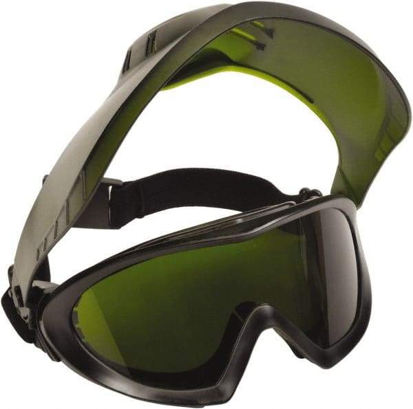 PYRAMEX - Size Universal, Green Polycarbonate Anti-Fog & Scratch Resistant Lens, Goggles with Face Shield - Indirect Vent, Black PVC/Polycarbonate Frame, Over the Glass Style - All Tool & Supply