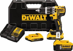 DeWALT - 20 Volt 1/2" Metal Single Sleeve w Carbide Jaws Ratcheting Chuck Chuck Cordless Hammer Drill - 0 to 34,000 BPM, 0 to 500 & 0 to 2,000 RPM, Reversible, Mid-Handle - All Tool & Supply