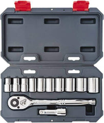 Crescent - 12 Piece 1/2" Drive Chrome Vanadium Finish Socket Set - 12 Points, 7/16" to 1" Range, Inch Measurement Standard - All Tool & Supply