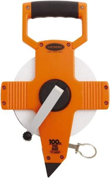 Keson - 100' x 3/8" Tape Measure - 1/10 & 1/100" Graduation - All Tool & Supply