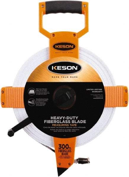 Keson - 300' x 1/2" Tape Measure - 1/8" Graduation - All Tool & Supply