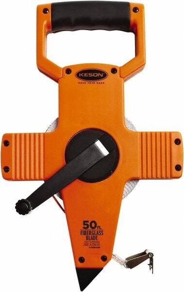 Keson - 50' x 1/2" Tape Measure - 1/8, 1/10 & 1/100" Graduation - All Tool & Supply