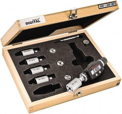 Starrett - 2 to 6mm, 18mm Gage Depth, 0.001mm Resolution, Friction Thimble, IP65 Electronic Inside Hole Micrometer Set - Accurate to 0.004mm, 1 Head, 5 Anvils, 3 Setting Rings, Data Output, Instant Inch/Millimeter Conversion - All Tool & Supply