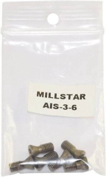 Millstar - Torx Insert Screw for Indexable Milling Cutters - M12 Thread, Industry Std AIS-3-6, For Use with End Mills - All Tool & Supply