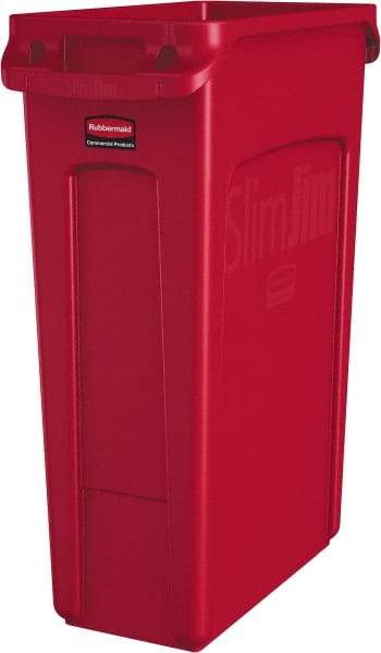 Rubbermaid - 23 Gal Red Rectangle Trash Can - Polyethylene, None Graphic, 30" High x 22" Long x 11" Wide, Lid Not Included - All Tool & Supply