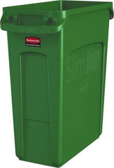 Rubbermaid - 16 Gal Green Rectangle Trash Can - Polyethylene, None Graphic, 25" High x 22" Long x 11" Wide, Lid Not Included - All Tool & Supply