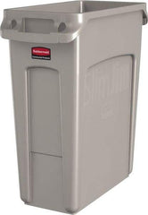 Rubbermaid - 16 Gal Beige Rectangle Trash Can - Polyethylene, None Graphic, 25" High x 22" Long x 11" Wide, Lid Not Included - All Tool & Supply