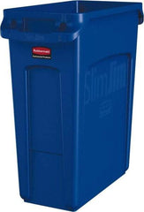 Rubbermaid - 16 Gal Blue Rectangle Trash Can - Polyethylene, None Graphic, 25" High x 22" Long x 11" Wide, Lid Not Included - All Tool & Supply