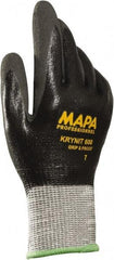 MAPA Professional - Size M (8), ANSI Cut Lvl 2, Puncture Lvl 3, Abrasion Lvl 4, Nitrile Coated HDPE Cut Resistant Gloves - Fully Coated Coated, HDPE Lining, Knit Wrist, Gray, Paired - All Tool & Supply