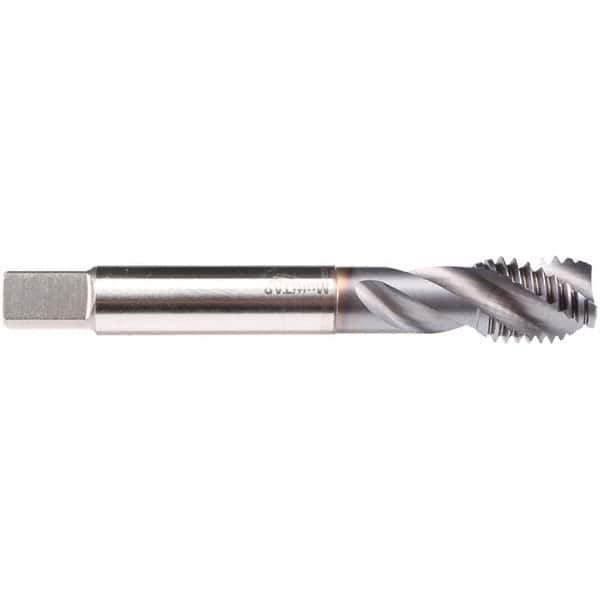 Emuge - 7/8-14 UNF 4 Flute 2B/3B Modified Bottoming Spiral Flute Tap - High Speed Steel, TiCN Finish, 5.512" OAL, Right Hand Flute, Right Hand Thread, Series CU539300 - All Tool & Supply