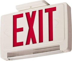 Lithonia Lighting - 1 Face, 2.32 Watt, White, Thermoplastic, LED, Illuminated Exit Sign - 120/277 VAC, Nickel Cadmium, Surface Mounted, Wall Mounted - All Tool & Supply