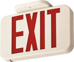 Lithonia Lighting - 1 Face, 0.8 Watt, White, Thermoplastic, LED, Illuminated Exit Sign - 120/277 VAC, Nickel Cadmium, Surface Mounted, Wall Mounted - All Tool & Supply