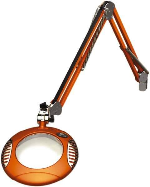 O.C. White - 43 Inch, Spring Suspension, Clamp on, LED, Brilliant Orange, Magnifying Task Light - 8 Watt, 7.5 and 15 Volt, 2x Magnification, 6 Inch Long - All Tool & Supply