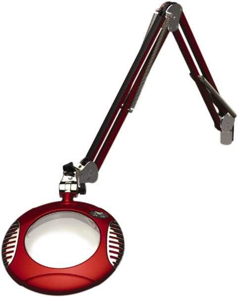 O.C. White - 43 Inch, Spring Suspension, Clamp on, LED, Blaze Red, Magnifying Task Light - 8 Watt, 7.5 and 15 Volt, 2x Magnification, 6 Inch Long - All Tool & Supply