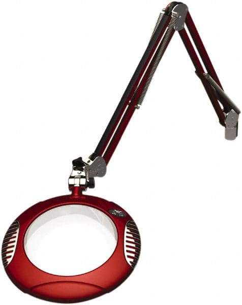 O.C. White - 43 Inch, Spring Suspension, Clamp on, LED, Blaze Red, Magnifying Task Light - 8 Watt, 7.5 and 15 Volt, 2x Magnification, 5-1/4 Inch Wide, 7-1/2 Inch Long - All Tool & Supply