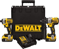 DeWALT - 20 Volt Cordless Tool Combination Kit - Includes 1/2" Brushless Hammerdrill & 1/4" Brushless Compact Impact Driver, Lithium-Ion Battery Included - All Tool & Supply