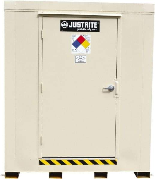 Justrite - 4 Drum, 71 Gal Sump Capacity, Locker - 6' Long x 5-1/2' Wide x 6.25' High, Galvanized Steel - All Tool & Supply