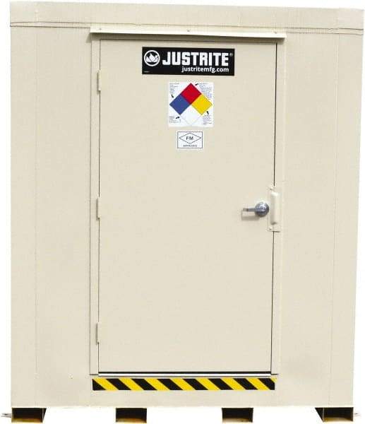 Justrite - 12 Drum, 221 Gal Sump Capacity, Locker - 7.33' Long x 10' Wide x 8.08' High, Galvanized Steel - All Tool & Supply