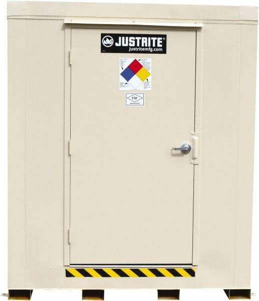 Justrite - 9 Drum, 168 Gal Sump Capacity, Locker - 8' Long x 7-1/2' Wide x 8.08' High, Galvanized Steel - All Tool & Supply