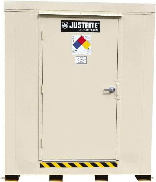 Justrite - 6 Drum, 116 Gal Sump Capacity, Locker - 8' Long x 5-1/2' Wide x 8.08' High, Galvanized Steel - All Tool & Supply