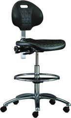 Bevco - 20-1/2 to 30-1/2" High Adjustable Height Swivel Stool - 27" Wide x 27" Deep, Polyurethane Seat, Black - All Tool & Supply