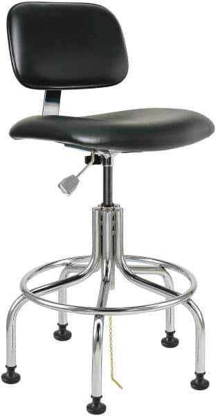 Bevco - 24-1/2 to 29-1/2" High Adjustable Height Swivel Stool - 22" Wide x 22" Deep, Vinyl Seat, Black - All Tool & Supply