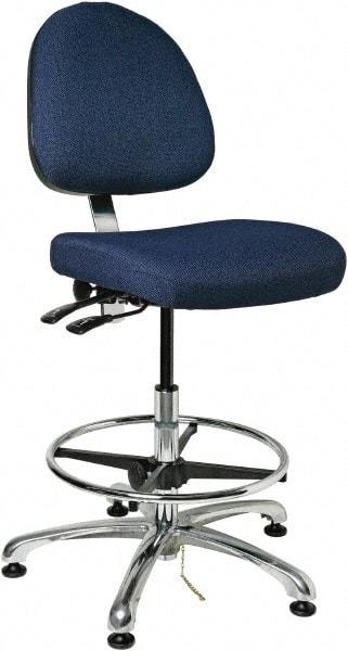 Bevco - 19 to 26-1/2" High Adjustable Height Swivel Stool - 27" Wide x 27" Deep, 100% Olefin Seat, Navy - All Tool & Supply