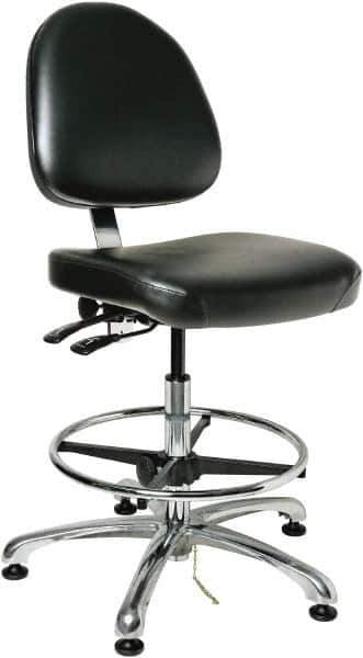 Bevco - 19 to 26-1/2" High Adjustable Height Swivel Stool - 27" Wide x 27" Deep, Vinyl Seat, Black - All Tool & Supply