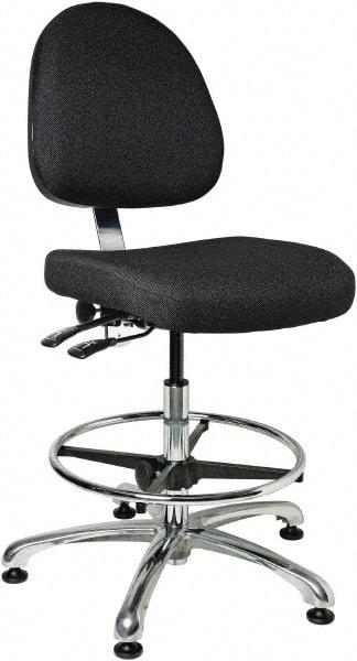 Bevco - 19 to 26-1/2" High Adjustable Height Swivel Stool - 27" Wide x 27" Deep, 100% Olefin Seat, Ebony - All Tool & Supply