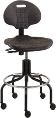 Bevco - 25 to 30" High Adjustable Height Swivel Stool - 27" Wide x 22" Deep, Polyurethane Seat, Black - All Tool & Supply