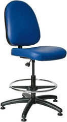 Bevco - 20 to 27-1/2" High Adjustable Height Swivel Stool - 27" Wide x 27" Deep, Vinyl Seat, Blue - All Tool & Supply